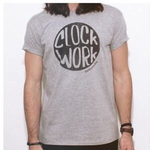 Gray T-Shirt With Clock Work Motorcycle Logo